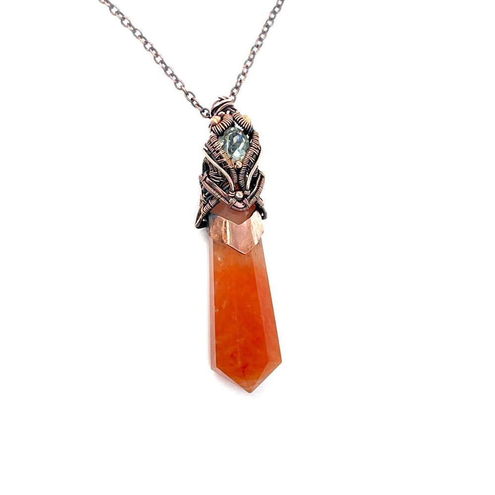 Red Aventurine Crystal Gemstone point copper wire wrapped handmade